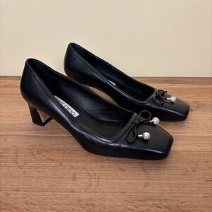 JIMMY CHOO Elme Square Toe Ballet‎ Pump Heel FLAW Size 36 Black Embellished